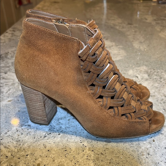 Michael Kors Shoes - Michael Kors Brown Suede Heeled Boots Ankle Booties Size 6